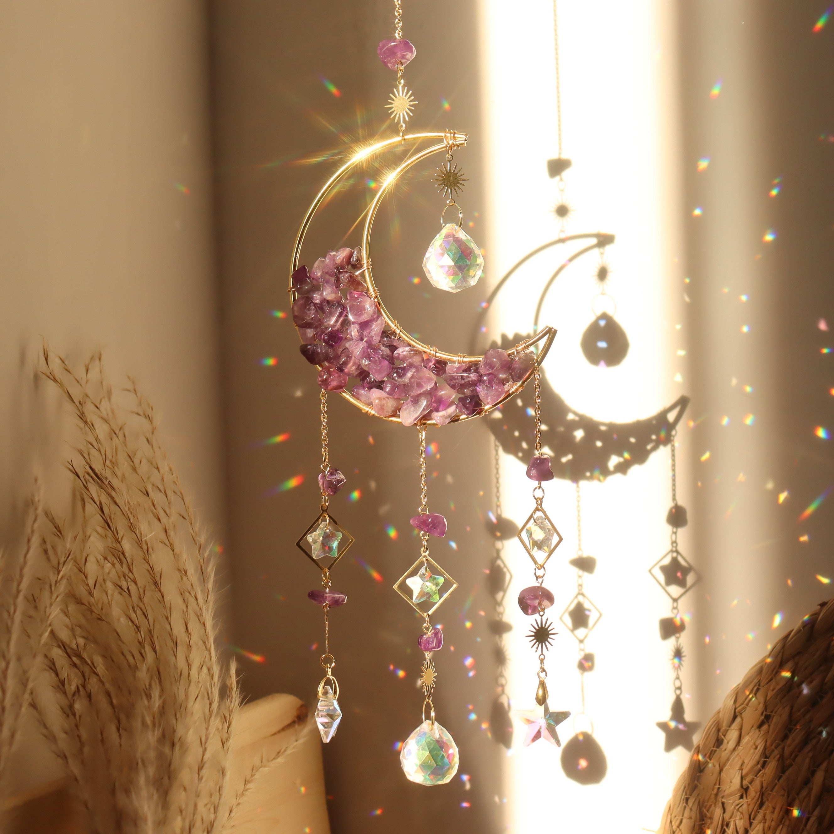 Kleurrijke glazen Prisma Suncatcher | Set per 3 stuks