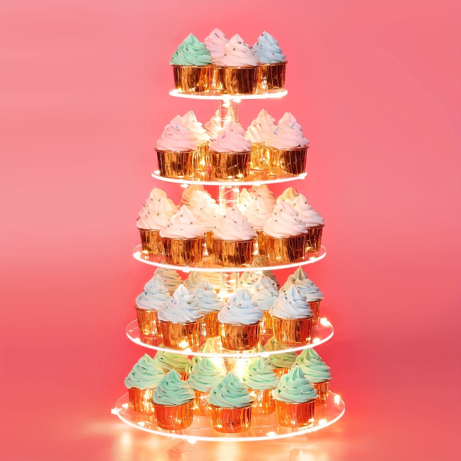 LumiCup™ Luxe acryl Cupcakes Houder |  Met LED-licht