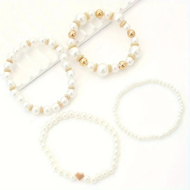 Belleza™ Parel- en Kralenarmbanden | Set van 4