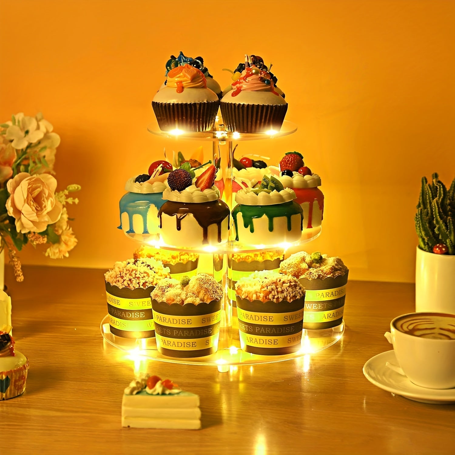 LumiCup™ Luxe acryl Cupcakes Houder |  Met LED-licht