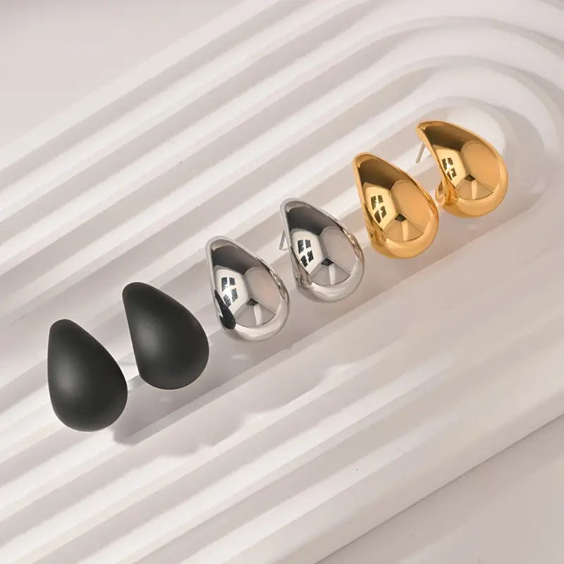 Belleza™ Elegante Waterdruppel Oorbellenset – Goud, Zwart en Zilver