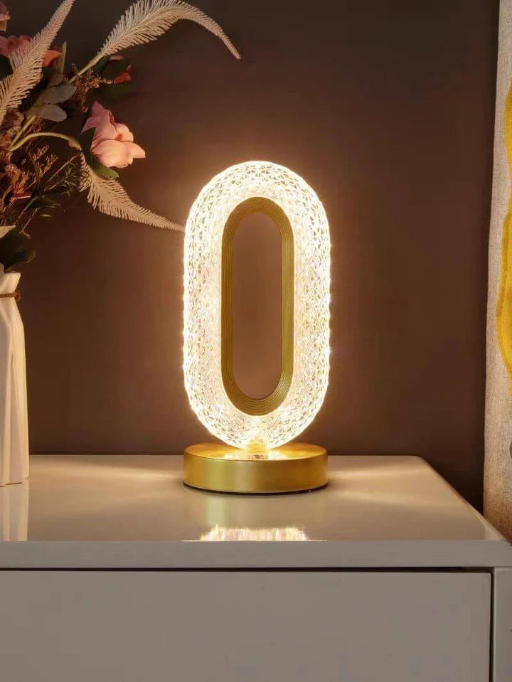 Kristallen Tafellamp in Rose Gold – Draadloos, Tactiel & Stijlvol