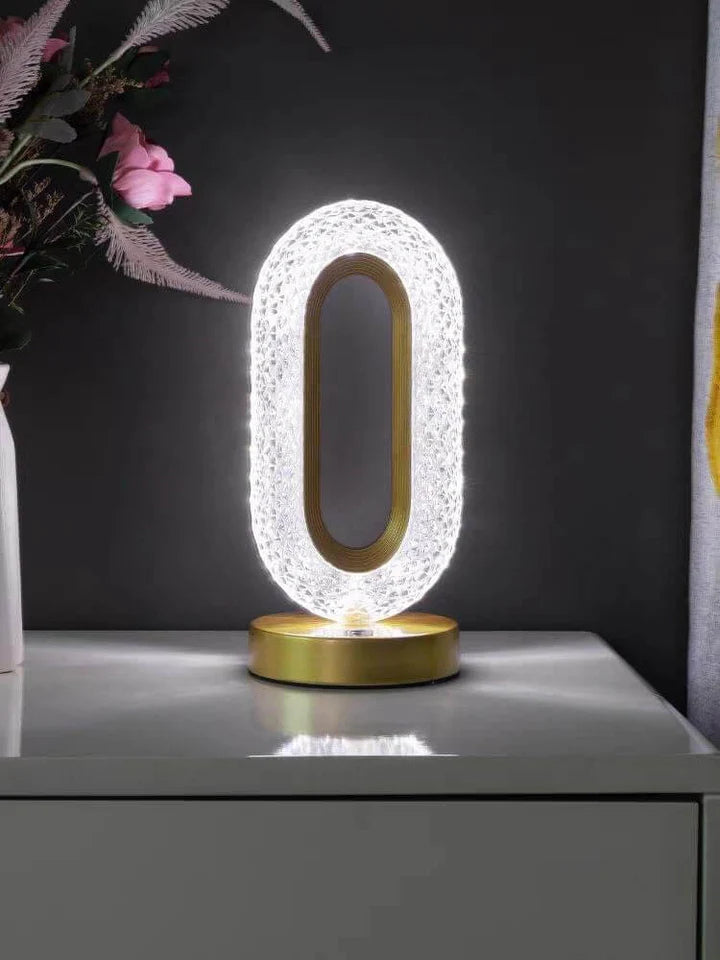 Kristallen Tafellamp in Rose Gold – Draadloos, Tactiel & Stijlvol