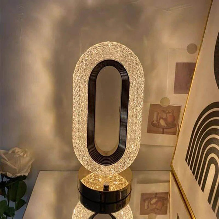 Kristallen Tafellamp in Rose Gold – Draadloos, Tactiel & Stijlvol