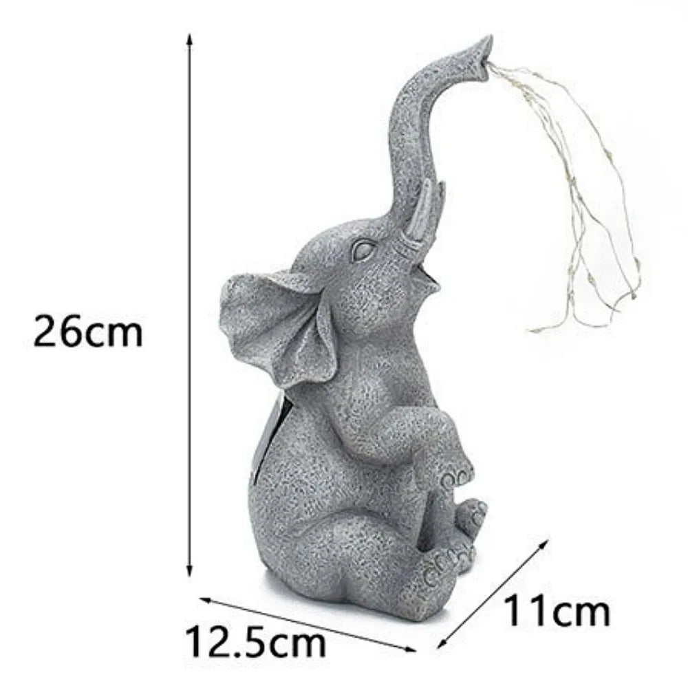 Solar Olifant Beeld met Licht - Voor in de tuin