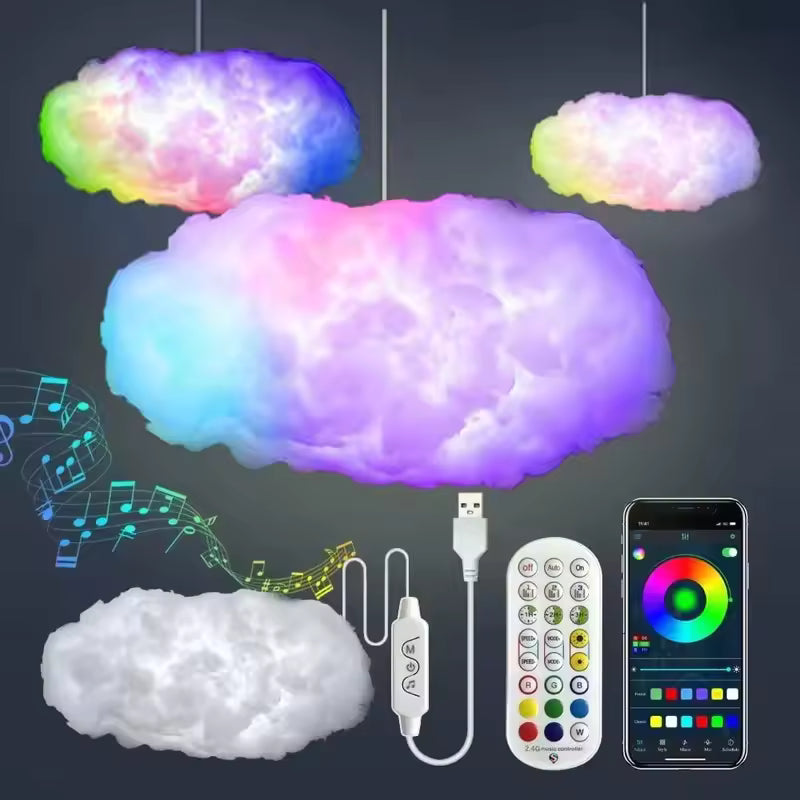 SparkCloud™ 3D LED Wolk Lamp – Draadloos & met App bediening | 1 meter lang