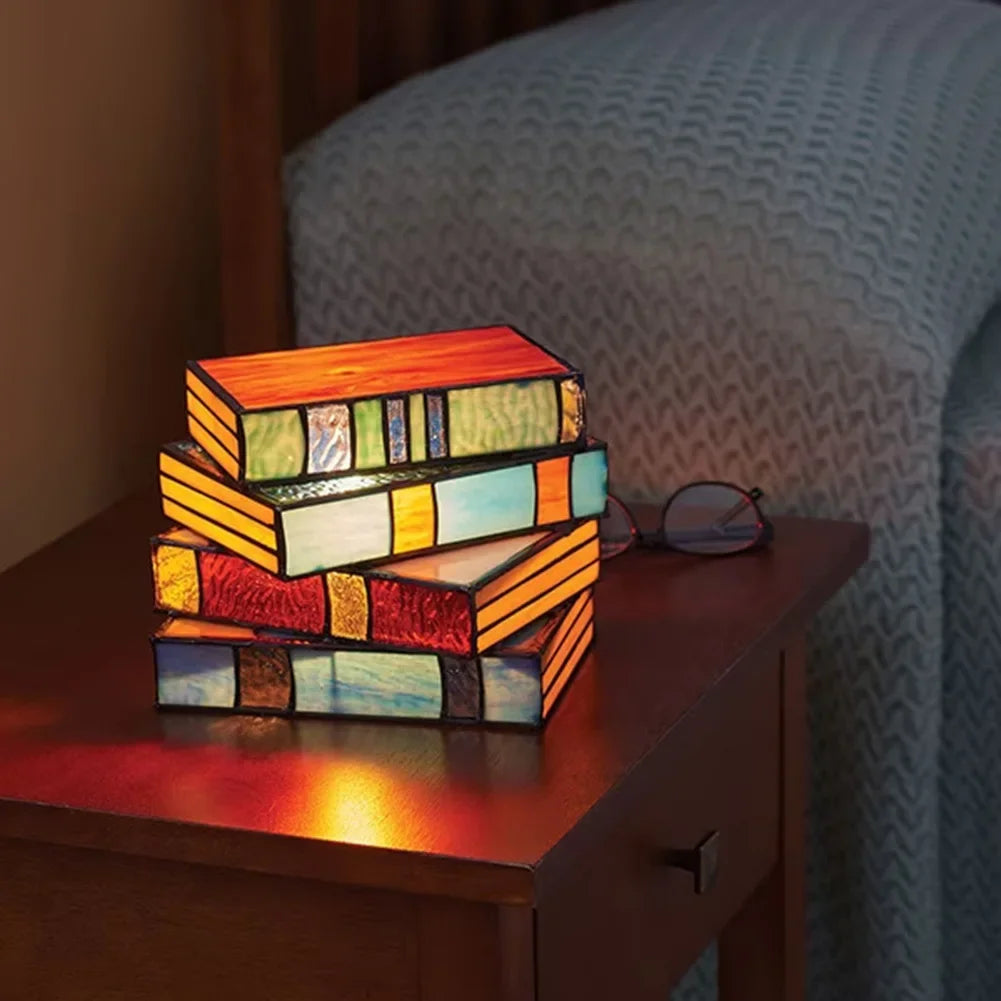 Vintage Gestapelde Boeken Lamp - Stijlvolle Tafellamp voor Lezen