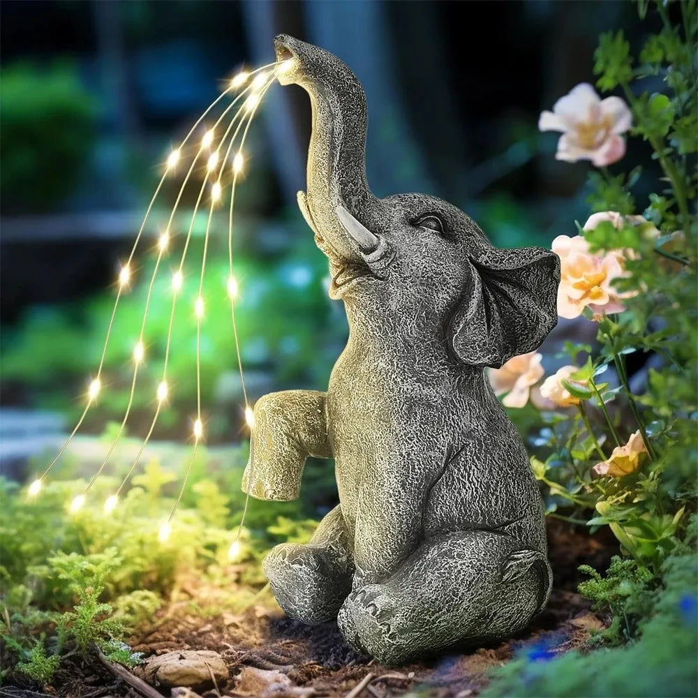 Solar Olifant Beeld met Licht - Voor in de tuin