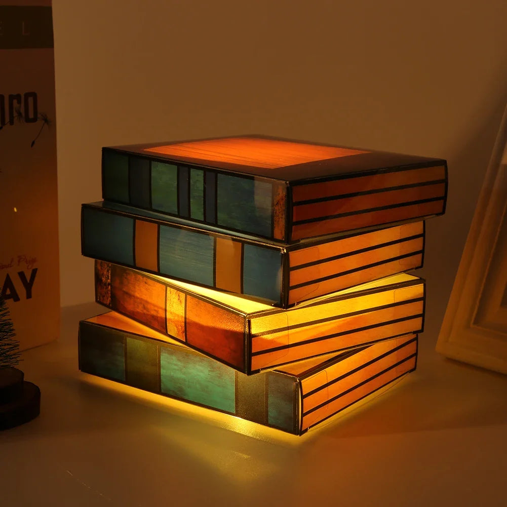 Vintage Gestapelde Boeken Lamp - Stijlvolle Tafellamp voor Lezen