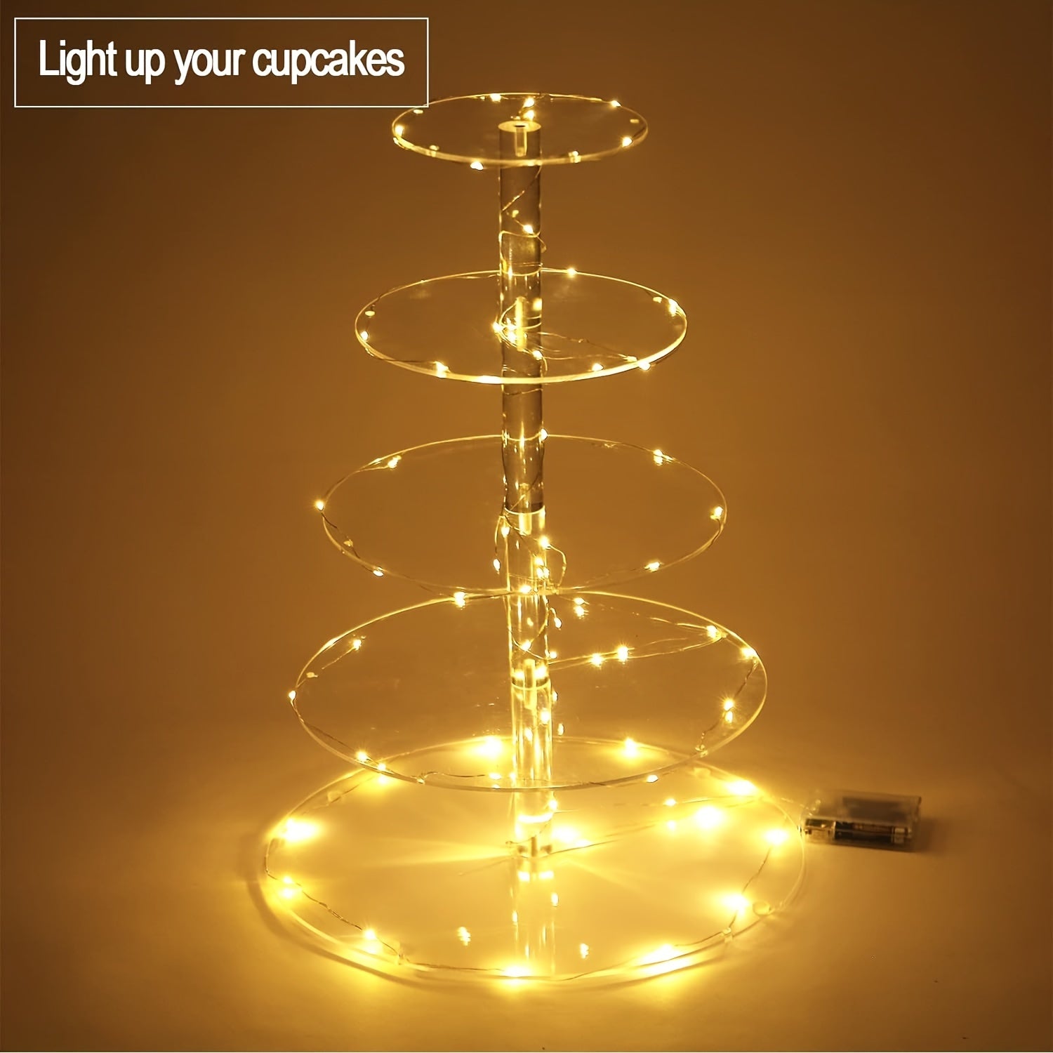 LumiCup™ Luxe acryl Cupcakes Houder |  Met LED-licht