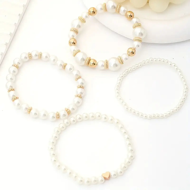 Belleza™ Parel- en Kralenarmbanden | Set van 4