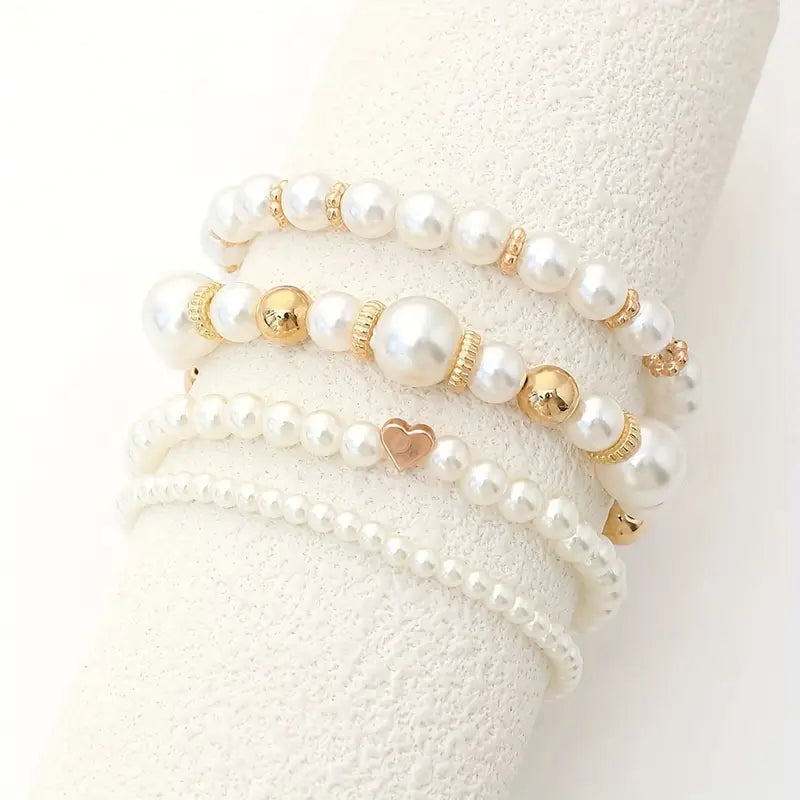 Belleza™ Parel- en Kralenarmbanden | Set van 4