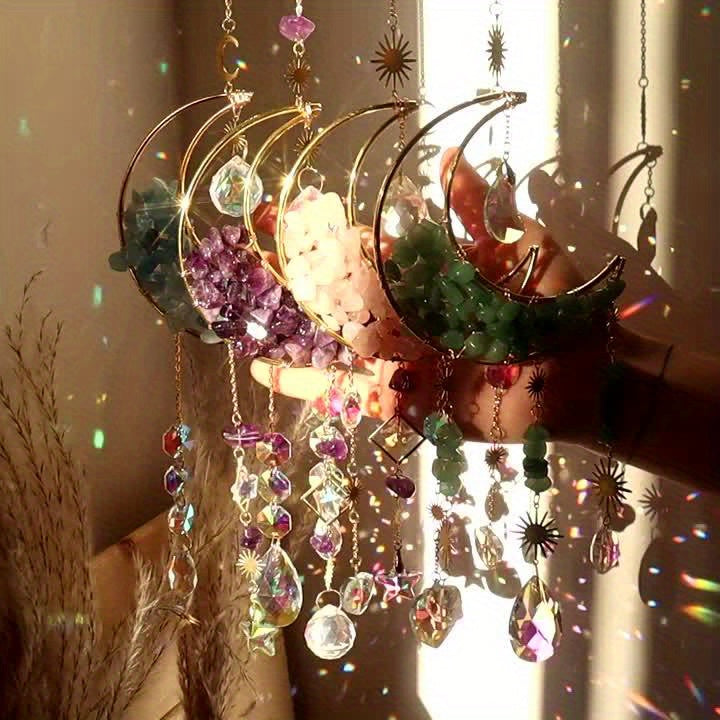 Kleurrijke glazen Prisma Suncatcher | Set per 3 stuks