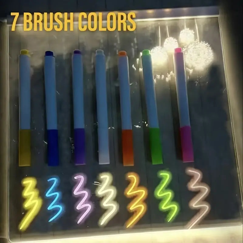 Magic LED-tekentafel voor kinderen – Inclusief 7 lichtgevende stiften