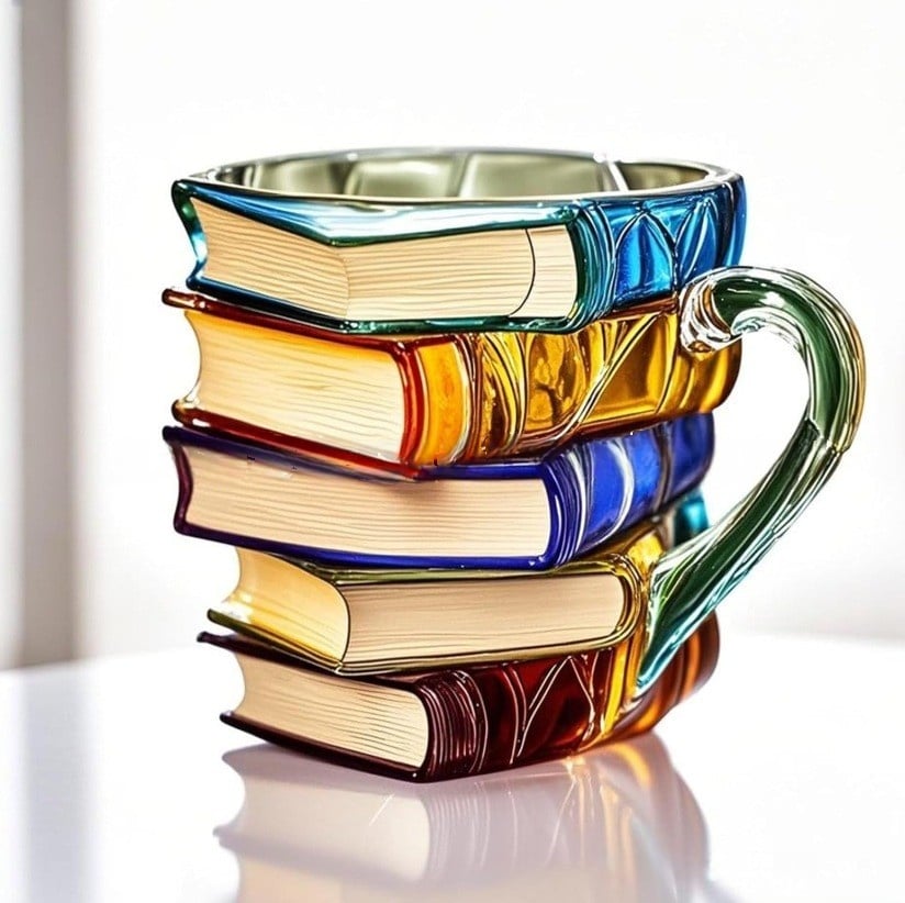 Boekenstapel Mok – Handgeschilderd & Uniek