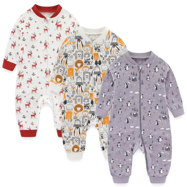 Snug™ Baby Pyjama met 2weg-rits | 3-Pack Combi