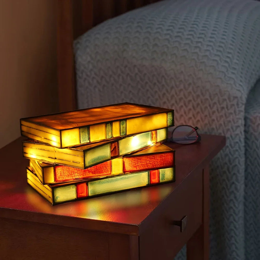 Vintage Gestapelde Boeken Lamp - Stijlvolle Tafellamp voor Lezen
