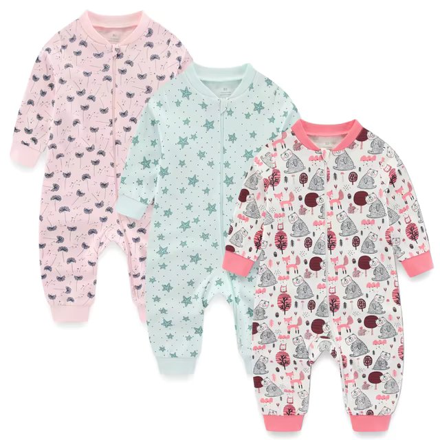 Snug™ Baby Pyjama met 2weg-rits | 3-Pack Combi