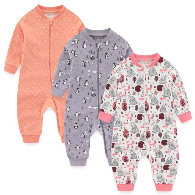 Snug™ Baby Pyjama met 2weg-rits | 3-Pack Combi